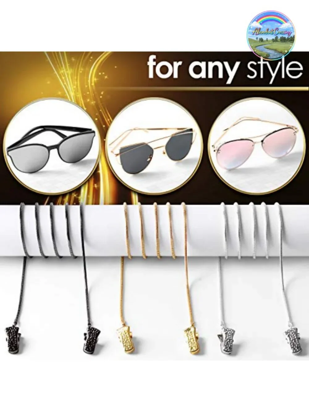 Stainless Steel Eyeglass Chain with Non-Slip Alligator Clamps